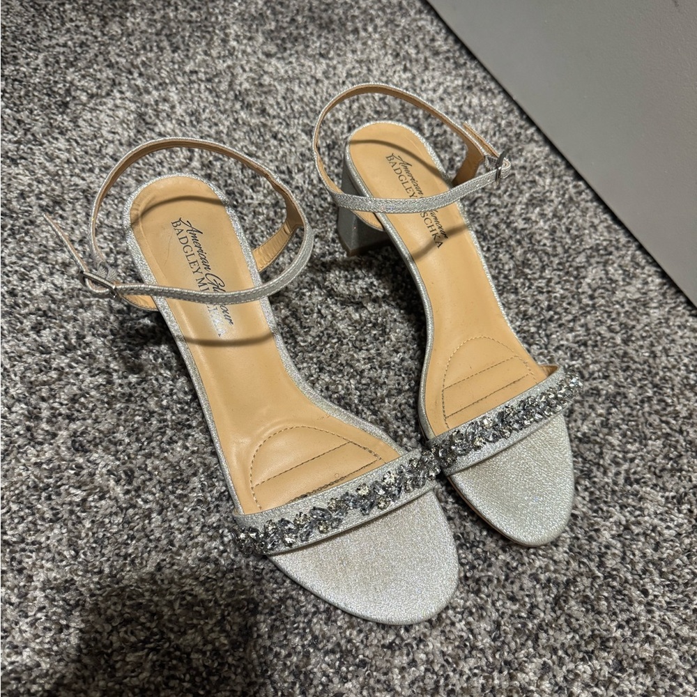 Badgley Mischka Silver Rhinestone Sandals